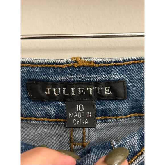 Y2K Juliette patchwork slim boyfriend distressed jeans size 10 - Picture 3 of 9